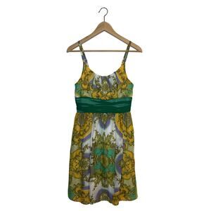 VINTAGE | Y2K ALEXIA ADMOR Gauze Chiffon Waist Detail Baroque Silk Mini Dress